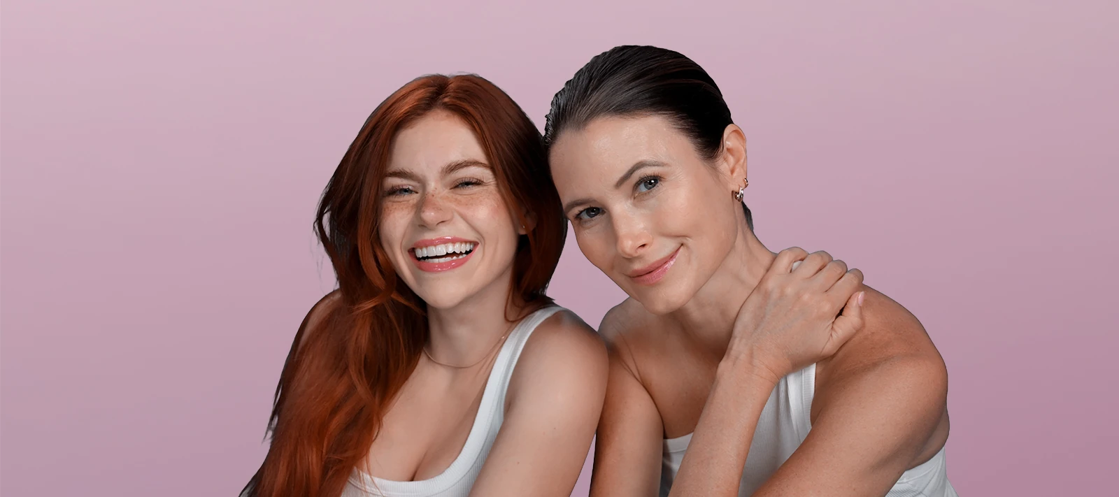 beautiful younger and older women with healthy skin and hair