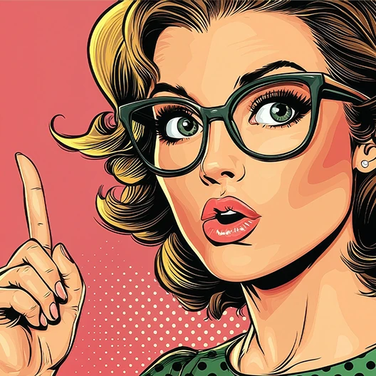 vintage style illustrative thoughtful woman wearing glasses