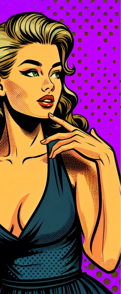 pop art woman on purple background