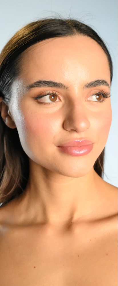 closeup of rejuvenated skin on client face