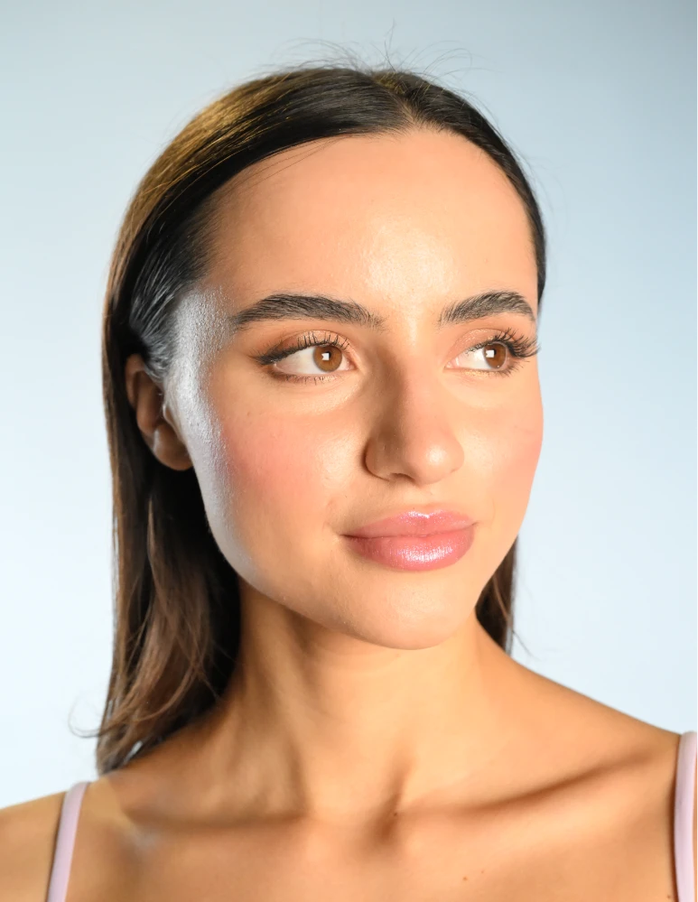 closeup of rejuvenated skin on client face